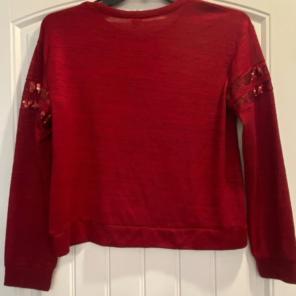 Arizona Jeans Plus Size Girls red sweater sweatshirt style top with sequins